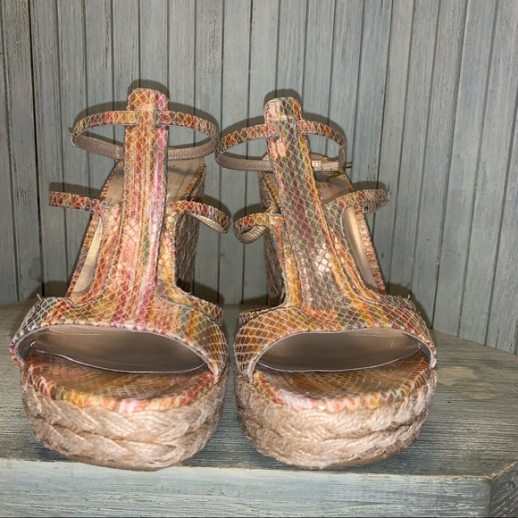 Stuart Weitzman Pastel Multicolor Leather Wedge Heels 8M - Picture 2 of 9